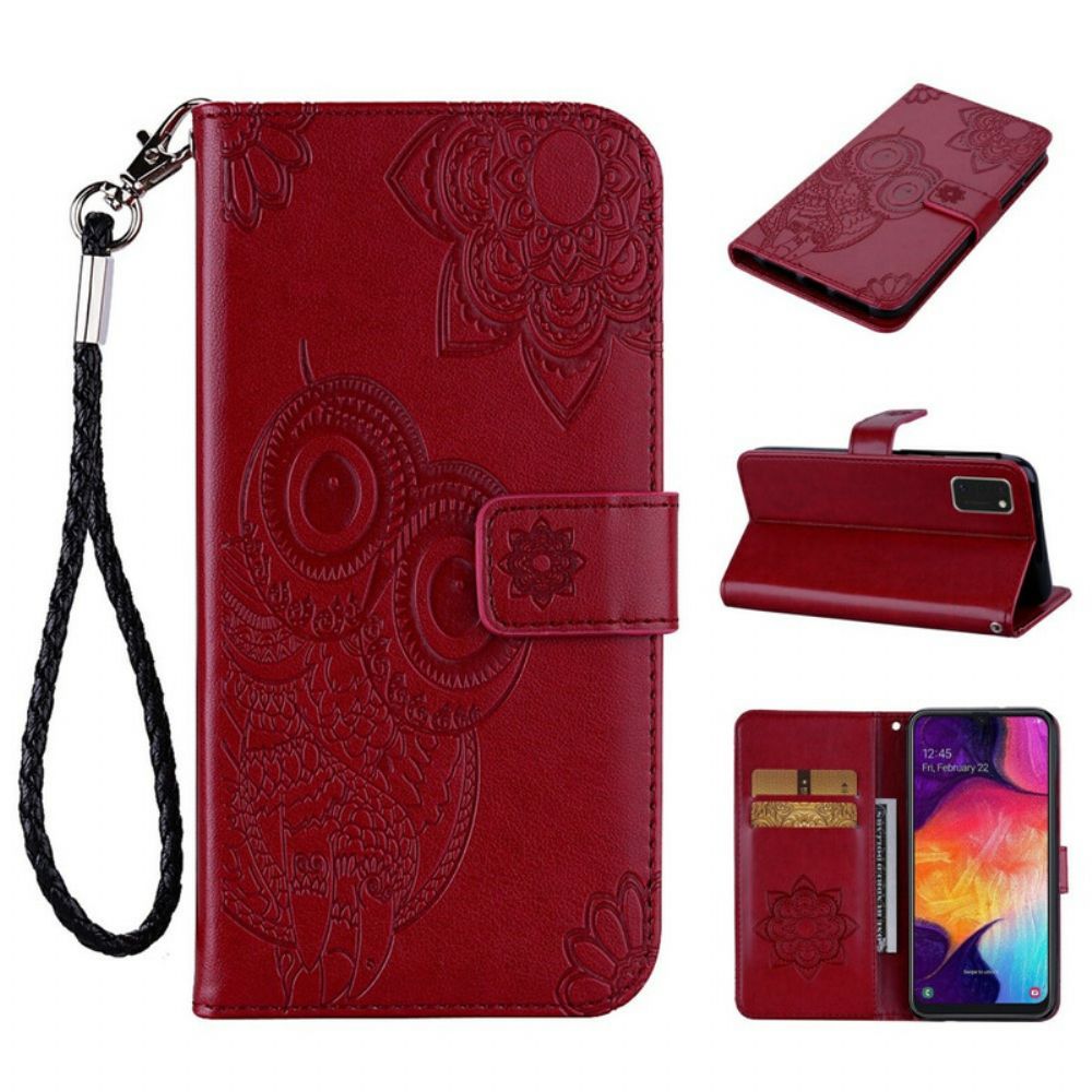 Flip Case Für Samsung Galaxy A41 Eulen-mandala Und Lanyard