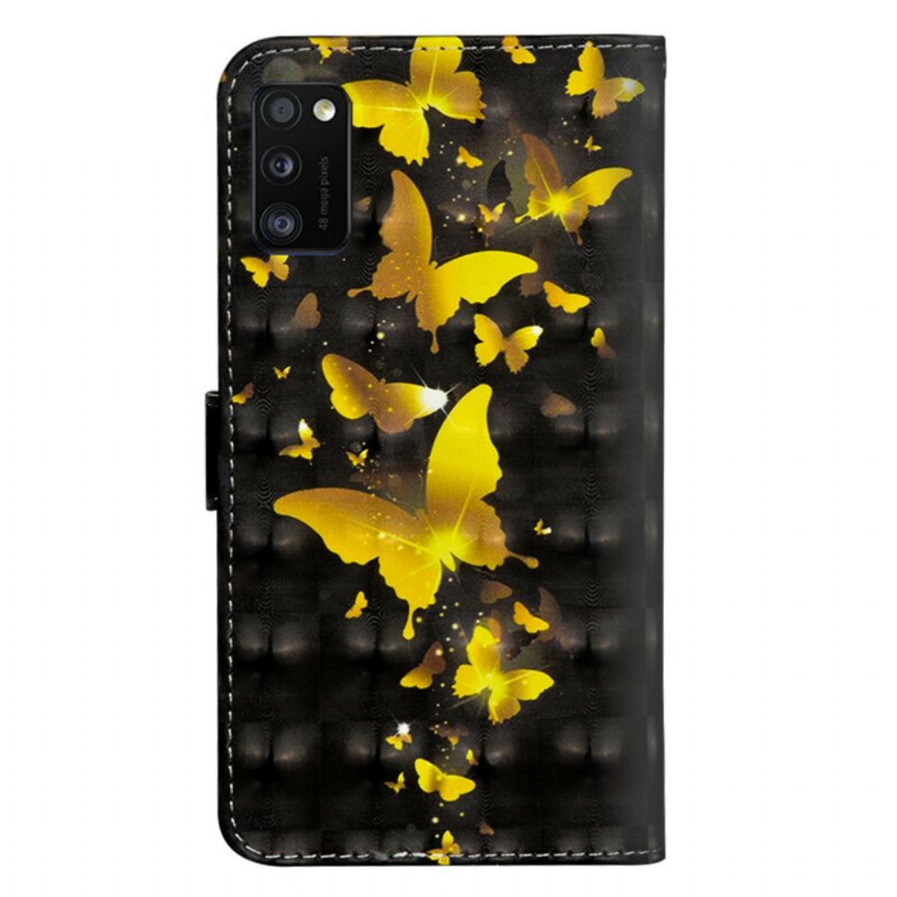 Flip Case Für Samsung Galaxy A41 Gelbe Schmetterlinge