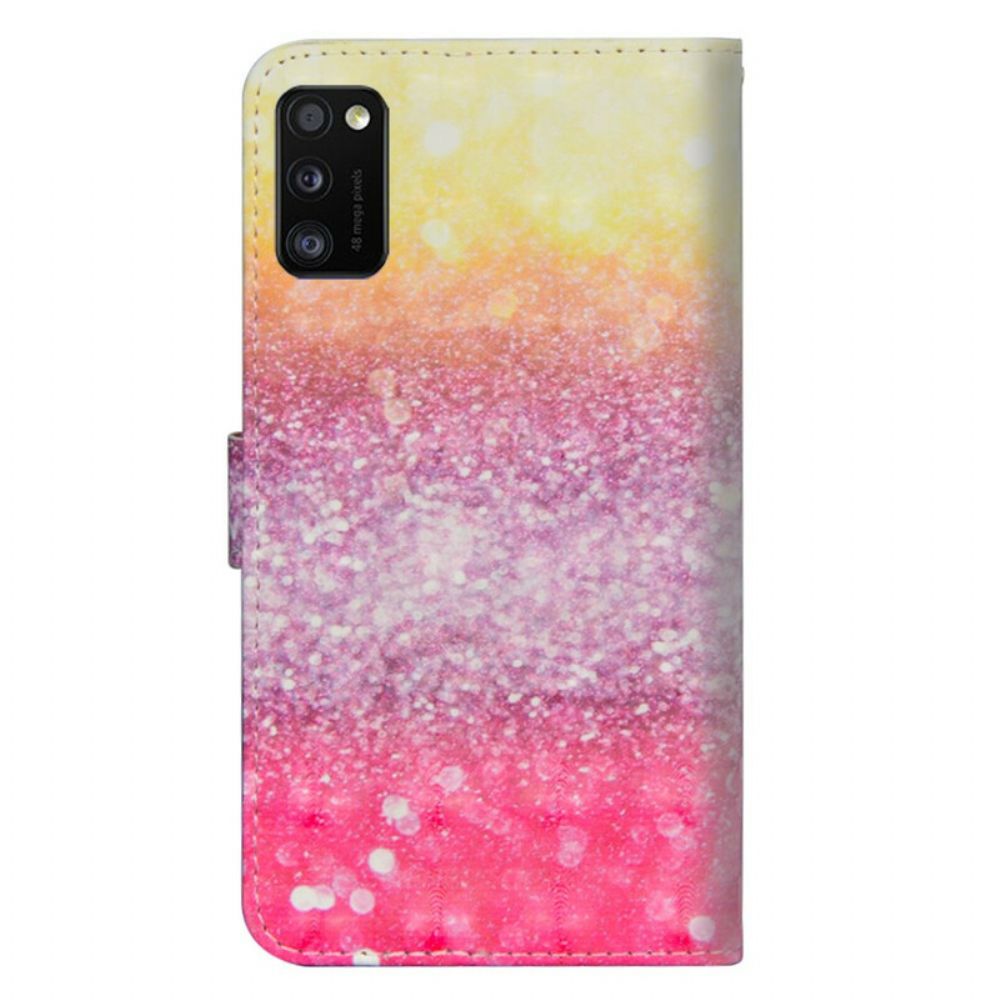 Flip Case Für Samsung Galaxy A41 Magentafarbener Glitzerverlauf