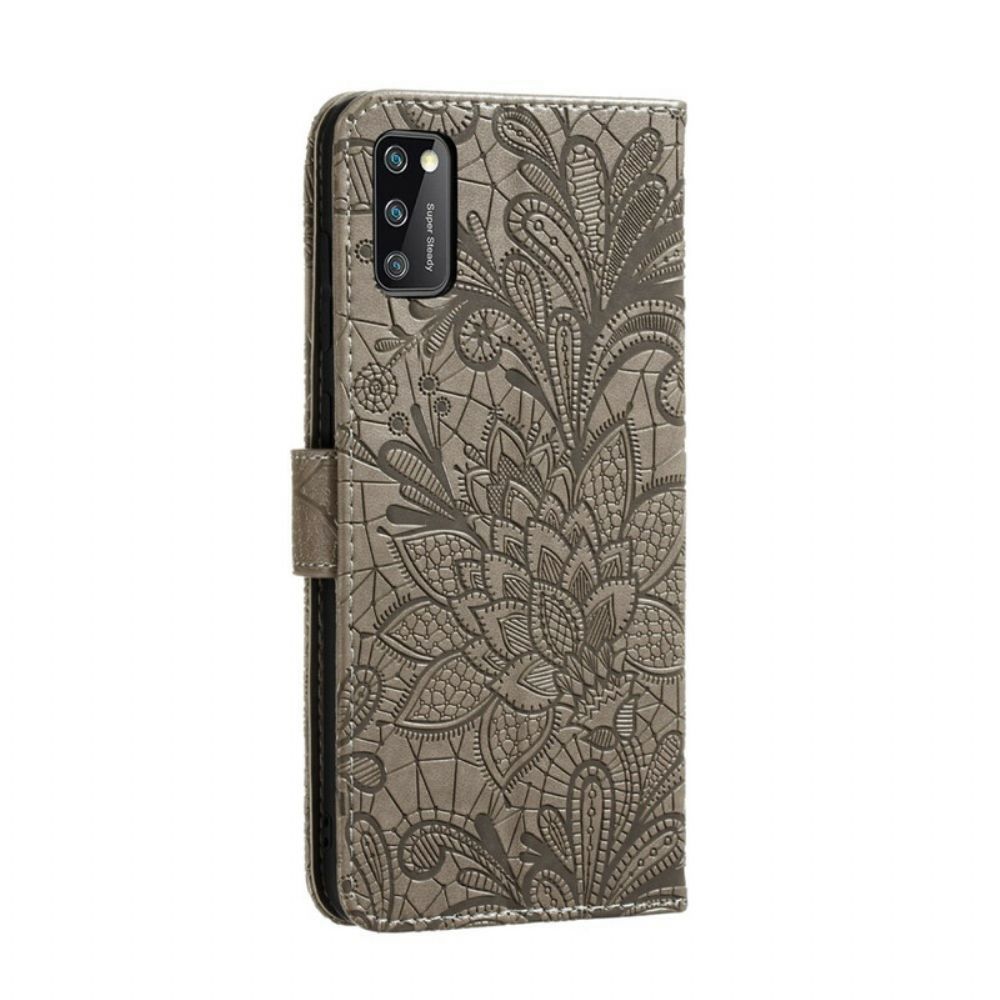 Flip Case Für Samsung Galaxy A41 Mit Kordel Stammes-riemenblumen