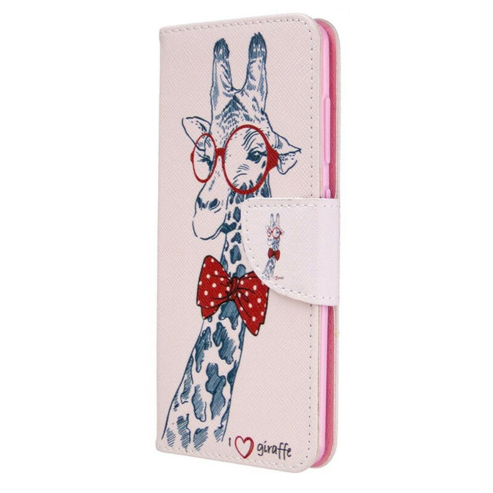 Flip Case Für Samsung Galaxy A41 Nerdige Giraffe