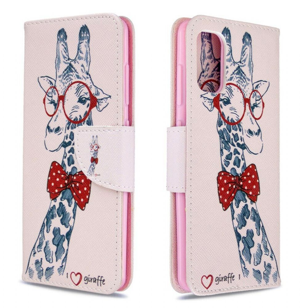 Flip Case Für Samsung Galaxy A41 Nerdige Giraffe