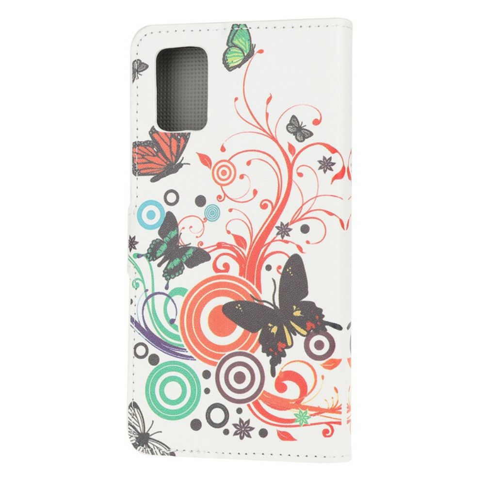 Flip Case Für Samsung Galaxy A41 Schmetterlinge Und Blumen