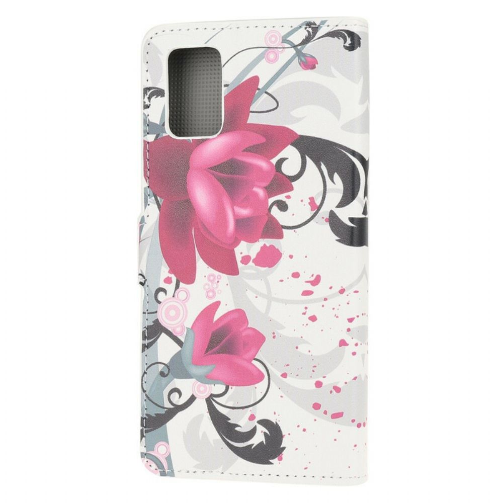 Flip Case Für Samsung Galaxy A41 Tropische Blumen