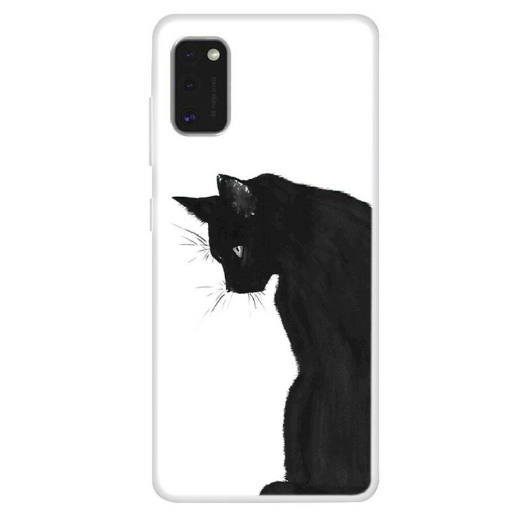 Handyhülle Für Samsung Galaxy A41 Denkende Schwarze Katze