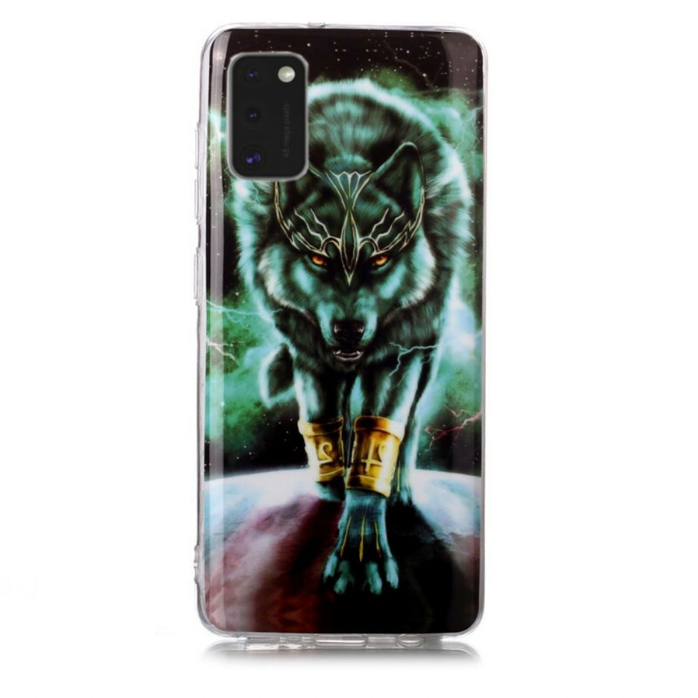 Handyhülle Für Samsung Galaxy A41 Fluoreszierende Wolf-serie