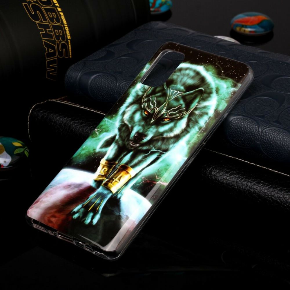 Handyhülle Für Samsung Galaxy A41 Fluoreszierende Wolf-serie