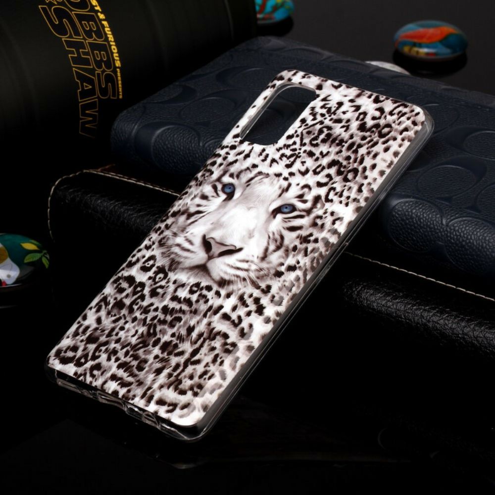 Handyhülle Für Samsung Galaxy A41 Fluoreszierender Leopard