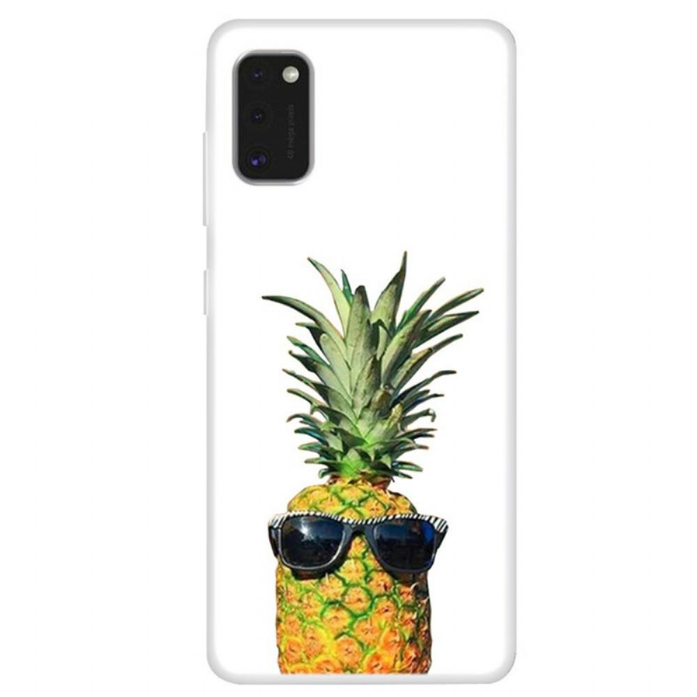 Handyhülle Für Samsung Galaxy A41 Transparente Ananas Mit Brille