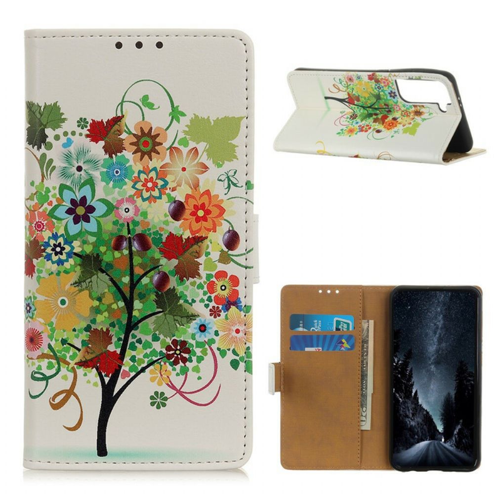 Flip Case Für Samsung Galaxy S21 5G Blühender Baum