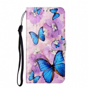 Flip Case Für Samsung Galaxy S21 5G Blumenschmetterlinge