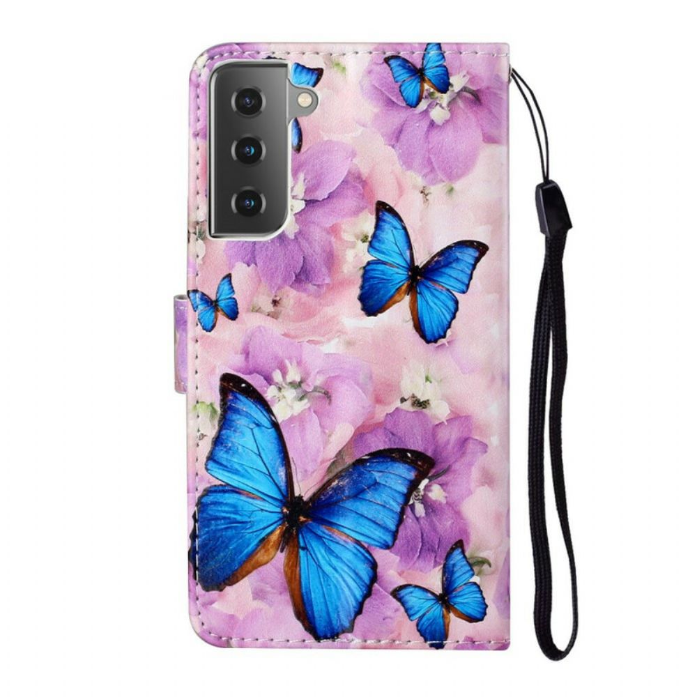 Flip Case Für Samsung Galaxy S21 5G Blumenschmetterlinge