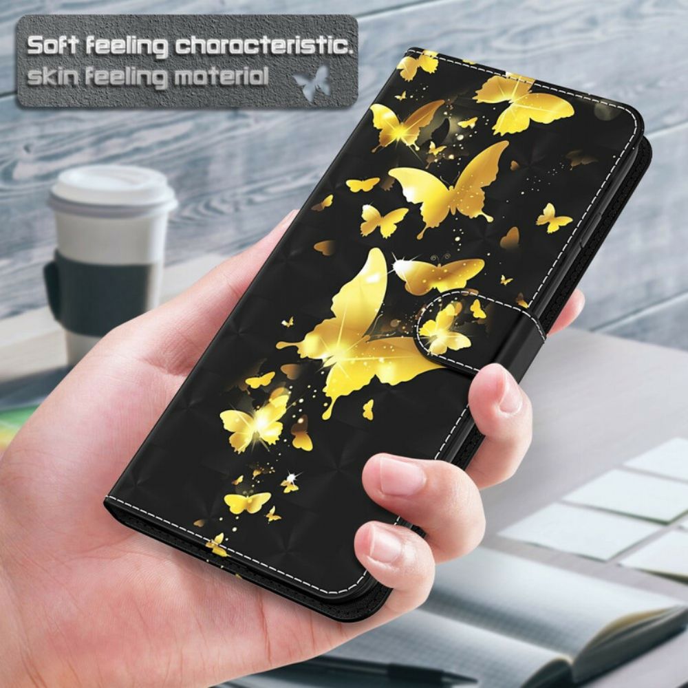 Flip Case Für Samsung Galaxy S21 5G Gelbe Schmetterlinge