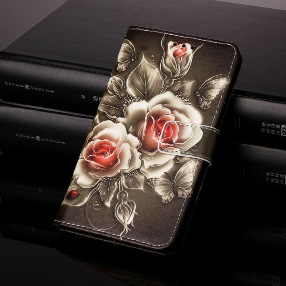 Flip Case Für Samsung Galaxy S21 5G Goldene Rosen