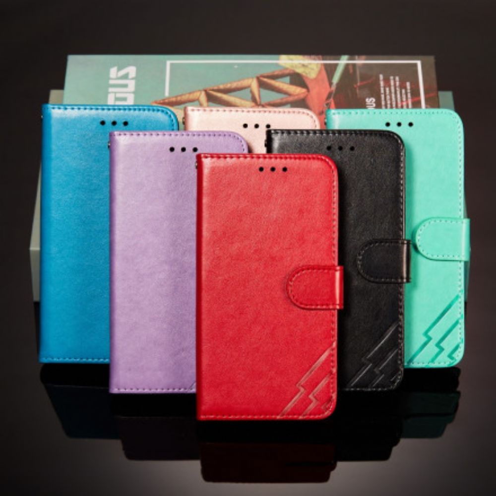 Flip Case Für Samsung Galaxy S21 5G Ledereffekt-blitzdesign