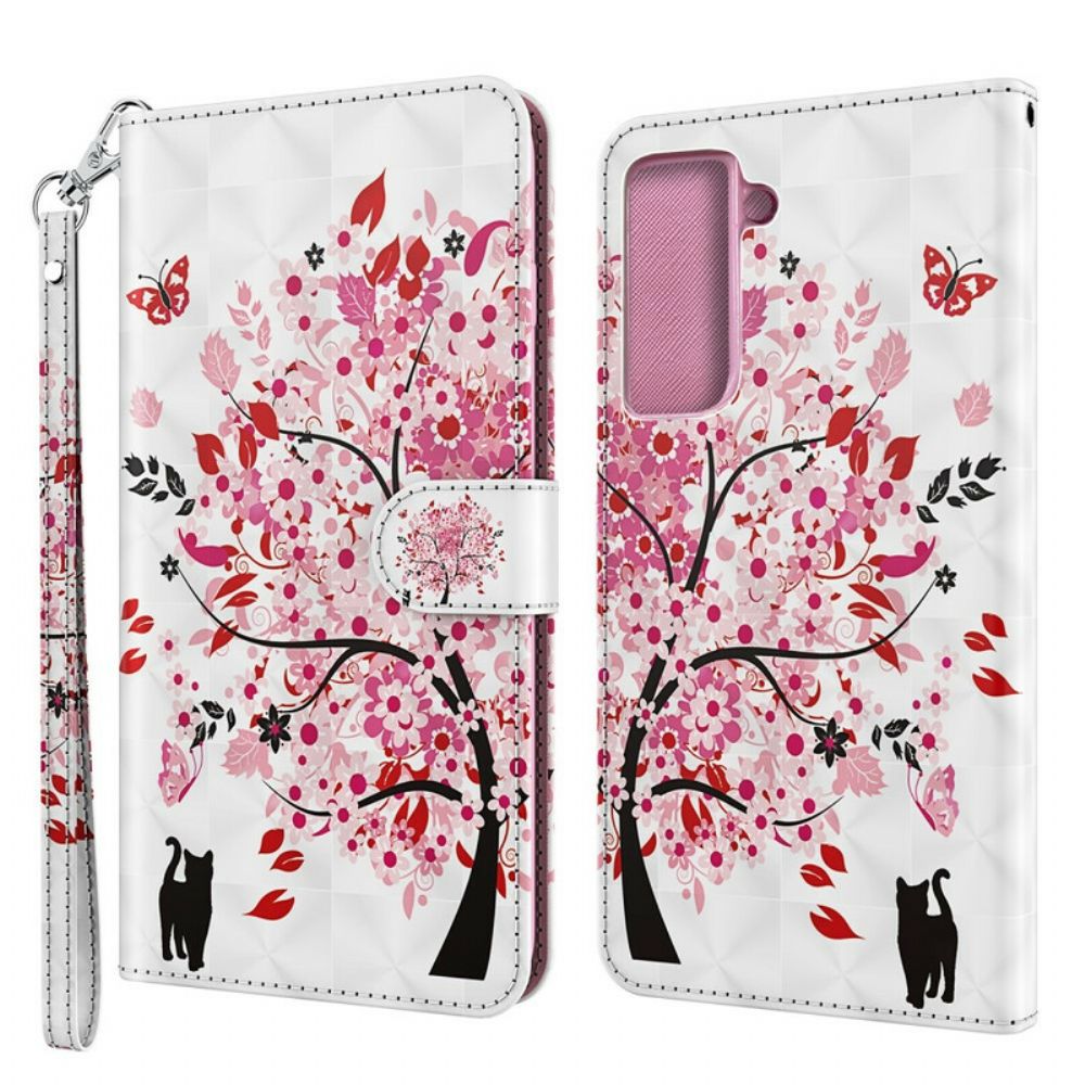 Flip Case Für Samsung Galaxy S21 5G Rosa Baum