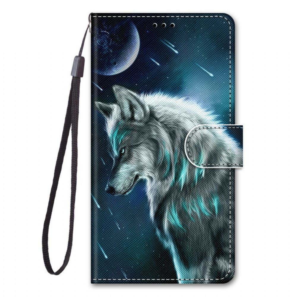 Flip Case Für Samsung Galaxy S21 5G Wolf Unter Einem Sternenregen