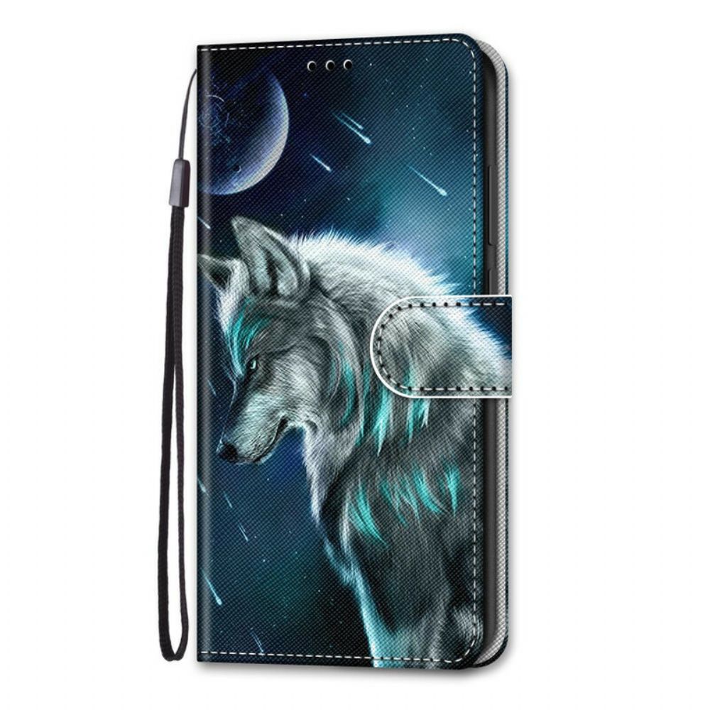 Flip Case Für Samsung Galaxy S21 5G Wolf Unter Einem Sternenregen