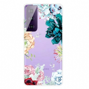 Handyhülle Für Samsung Galaxy S21 5G Aquarell Blumen