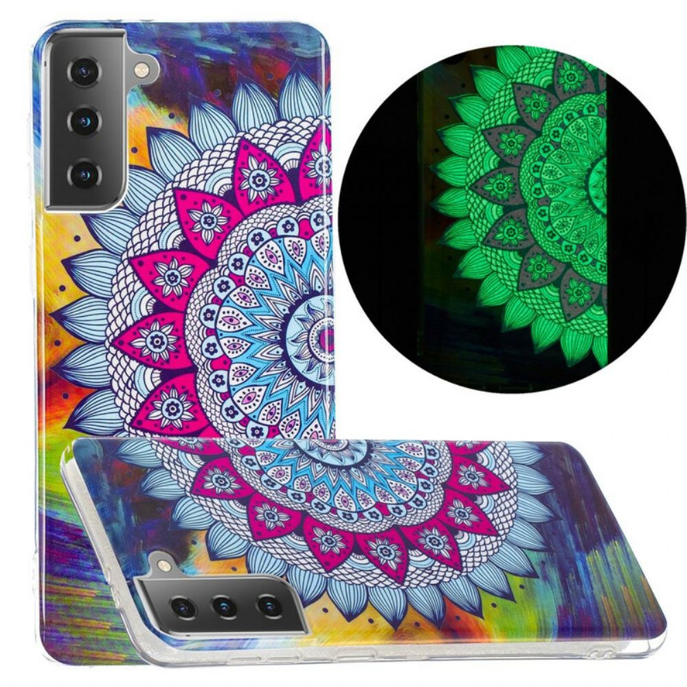 Handyhülle Für Samsung Galaxy S21 5G Fluoreszierendes Buntes Mandala