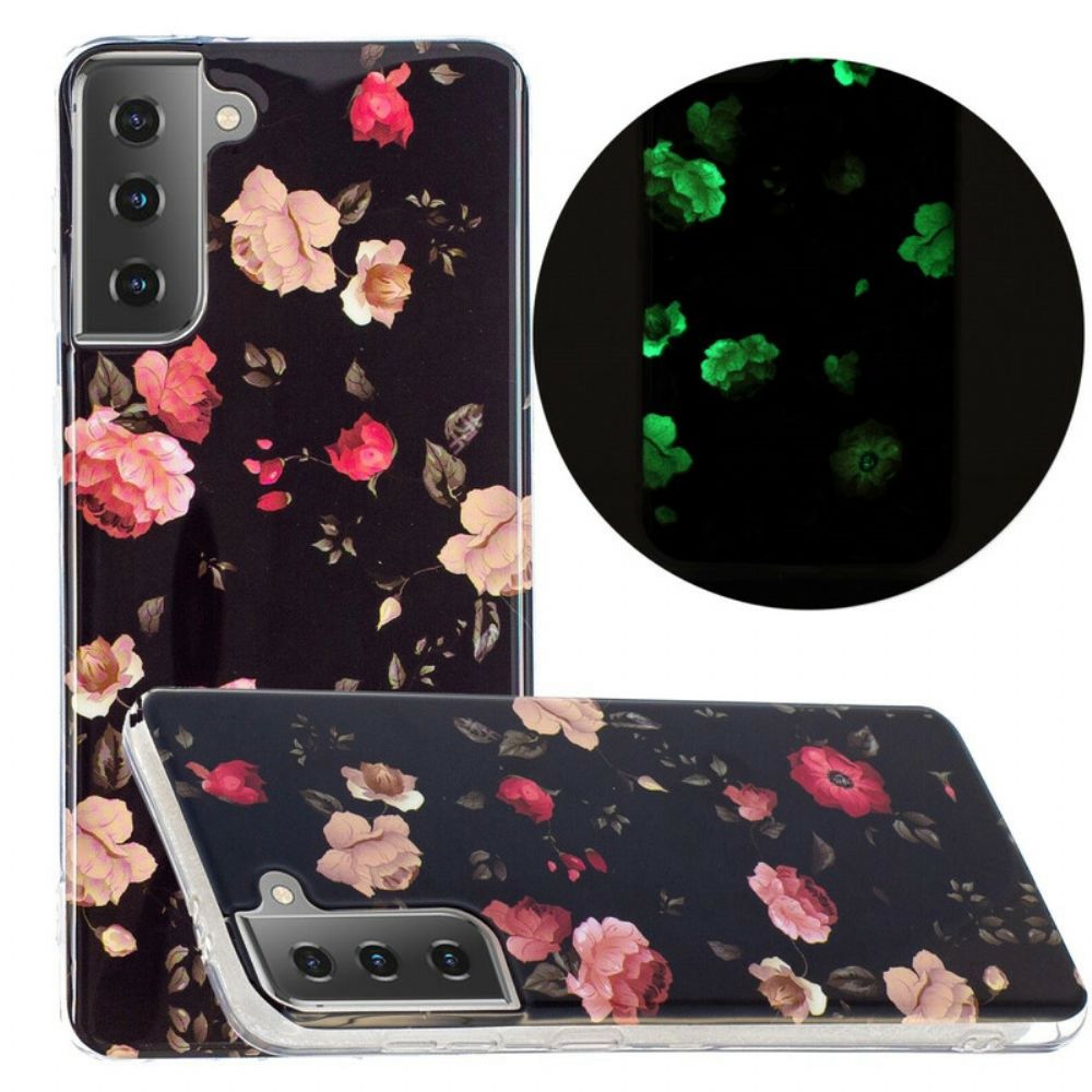 Hülle Für Samsung Galaxy S21 5G Fluoreszierende Blumenserie