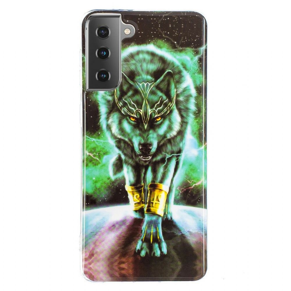 Hülle Für Samsung Galaxy S21 5G Fluoreszierende Wolf-serie