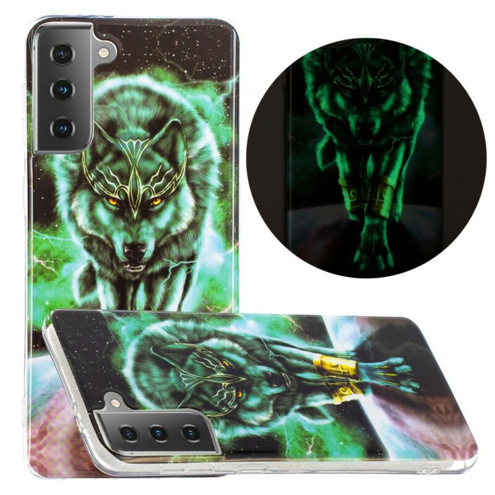 Hülle Für Samsung Galaxy S21 5G Fluoreszierende Wolf-serie