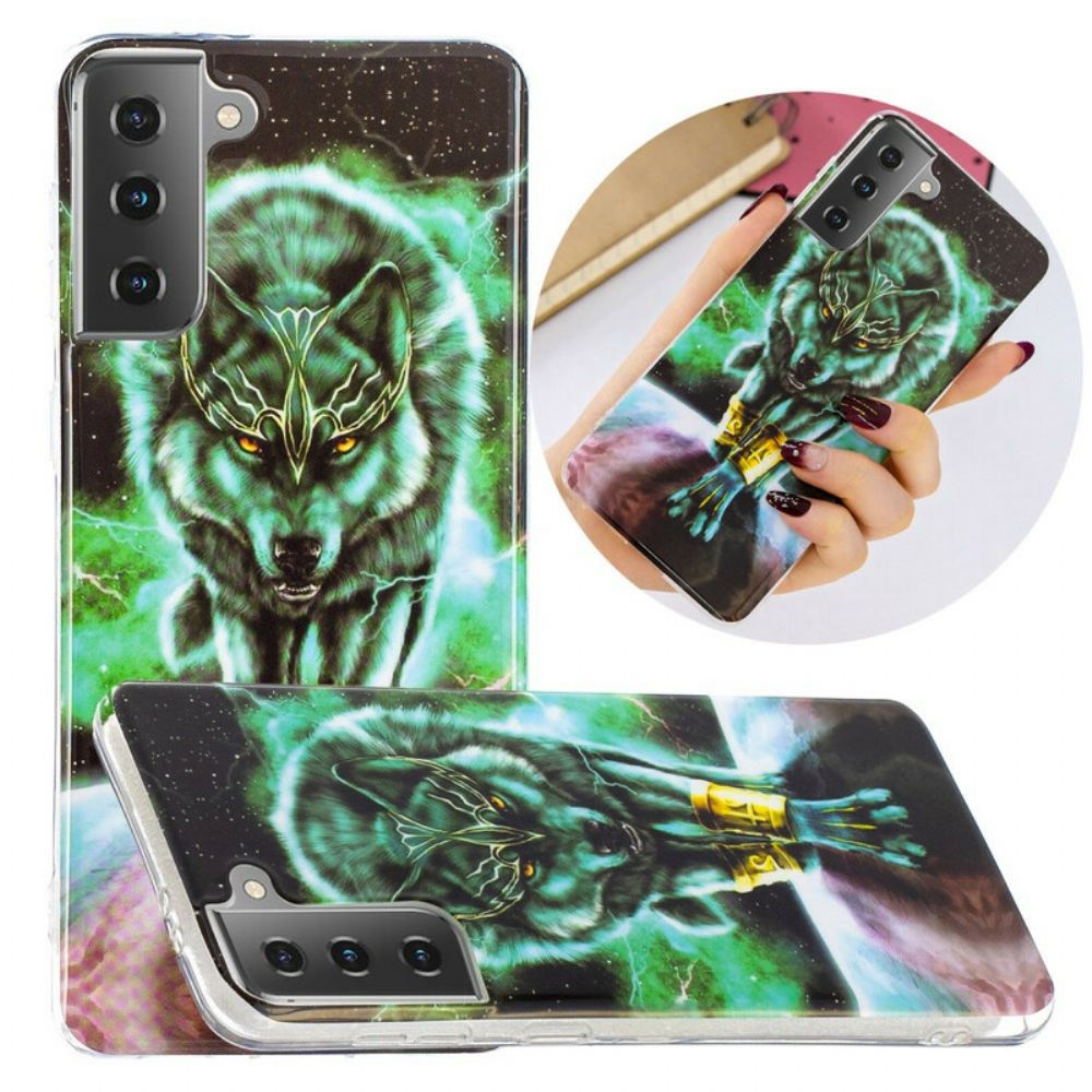 Hülle Für Samsung Galaxy S21 5G Fluoreszierende Wolf-serie