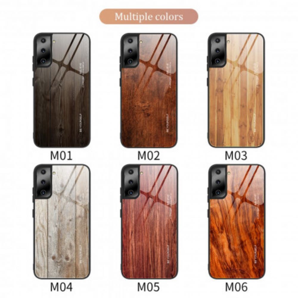 Hülle Für Samsung Galaxy S21 5G Hartglas Im Holzdesign