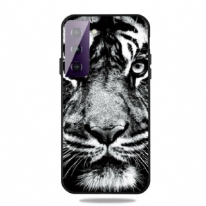 Hülle Für Samsung Galaxy S21 5G Schwarzer Und Weißer Tiger