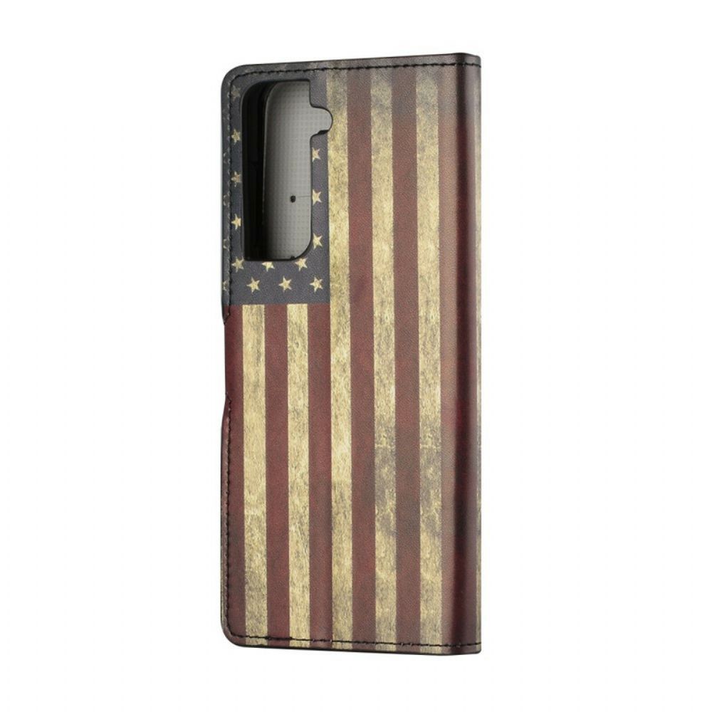 Lederhüllen Für Samsung Galaxy S21 5G Amerikanische Flagge