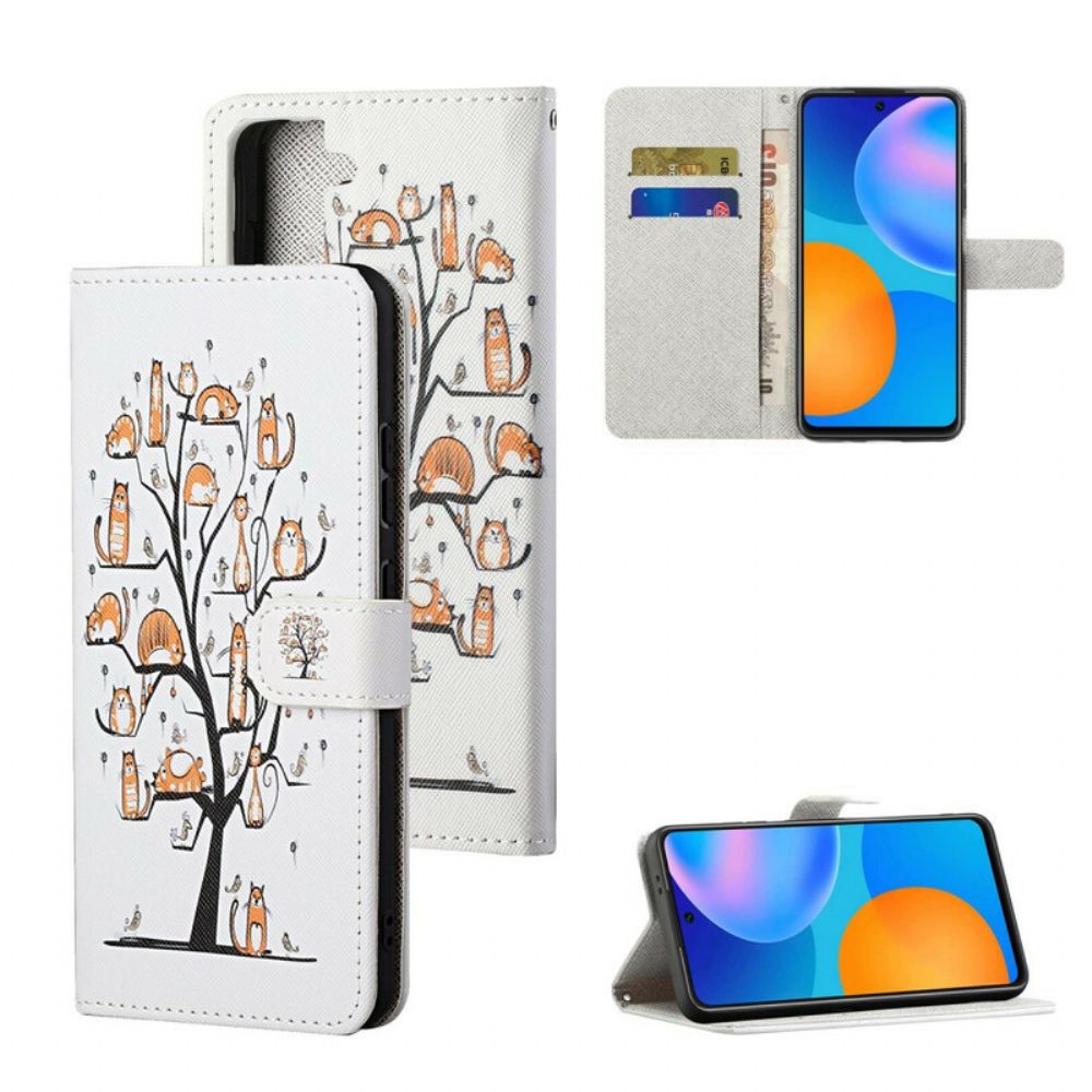 Lederhüllen Für Samsung Galaxy S21 5G Mit Kordel Funky Cats Mit Riemen