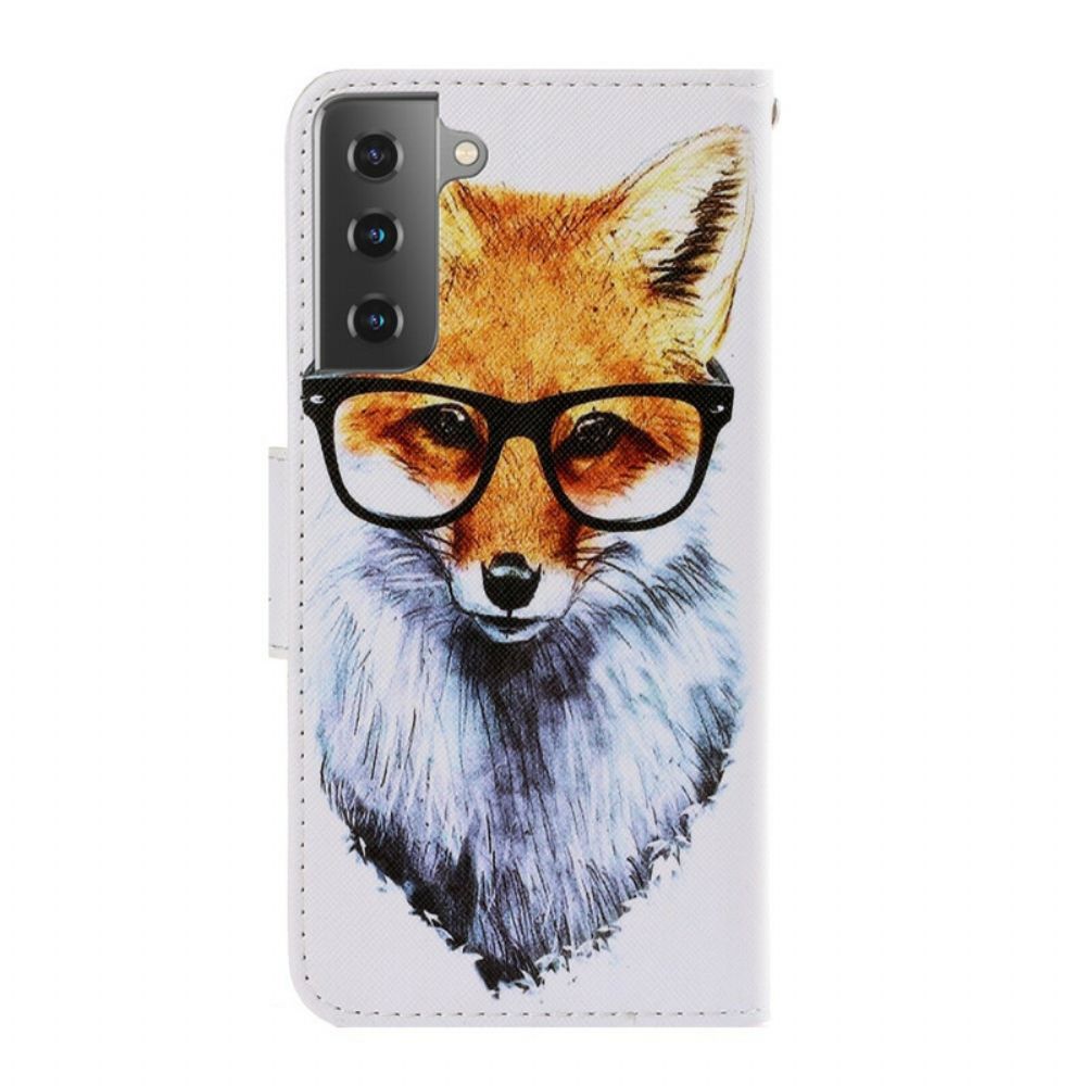 Lederhüllen Für Samsung Galaxy S21 5G Mit Kordel Smart Fox Mit Riemen