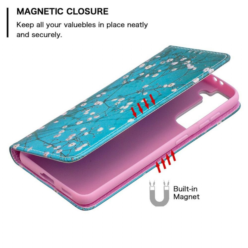 Schutzhülle Für Samsung Galaxy S21 5G Flip Case Blühende Zweige