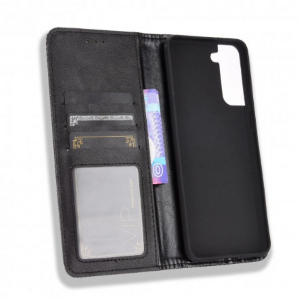 Schutzhülle Für Samsung Galaxy S21 5G Flip Case Stilisierter Vintage-ledereffekt