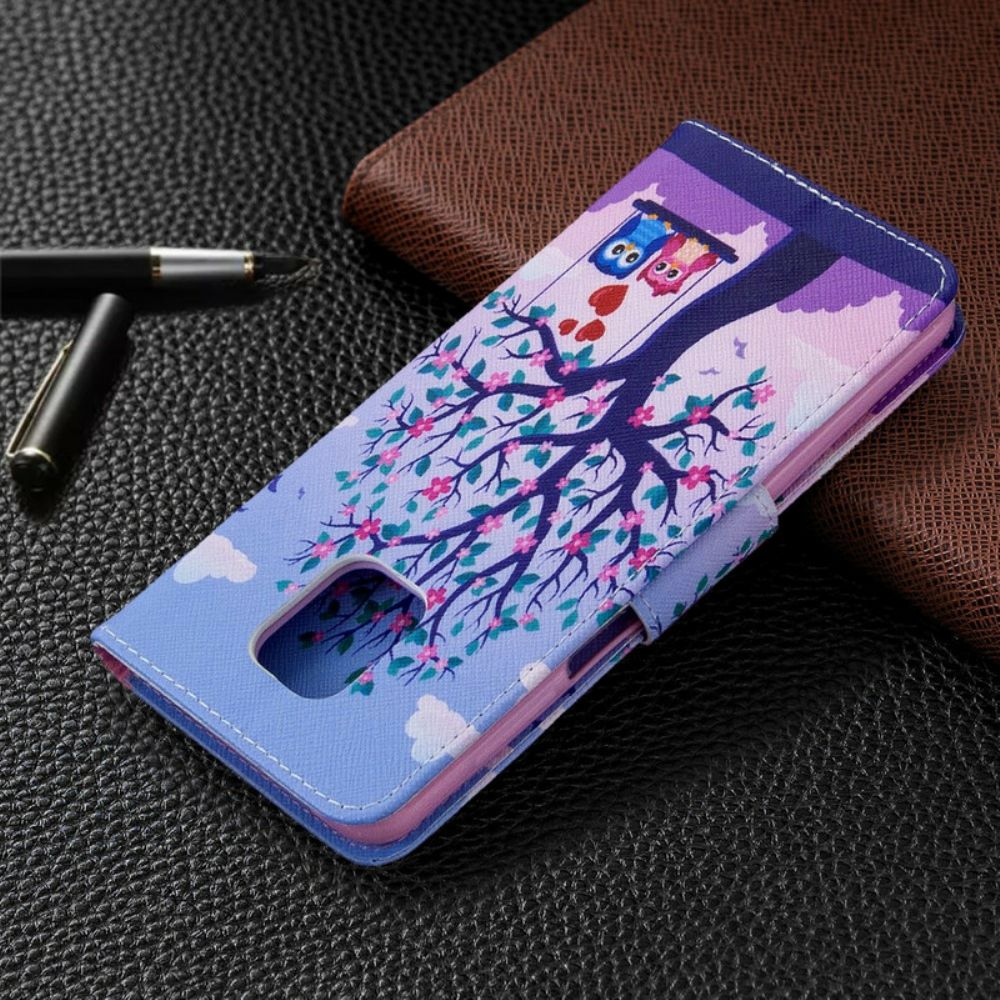 Flip Case Für Xiaomi Redmi Note 9S / Note 9 Pro Eulen Auf Der Schaukel