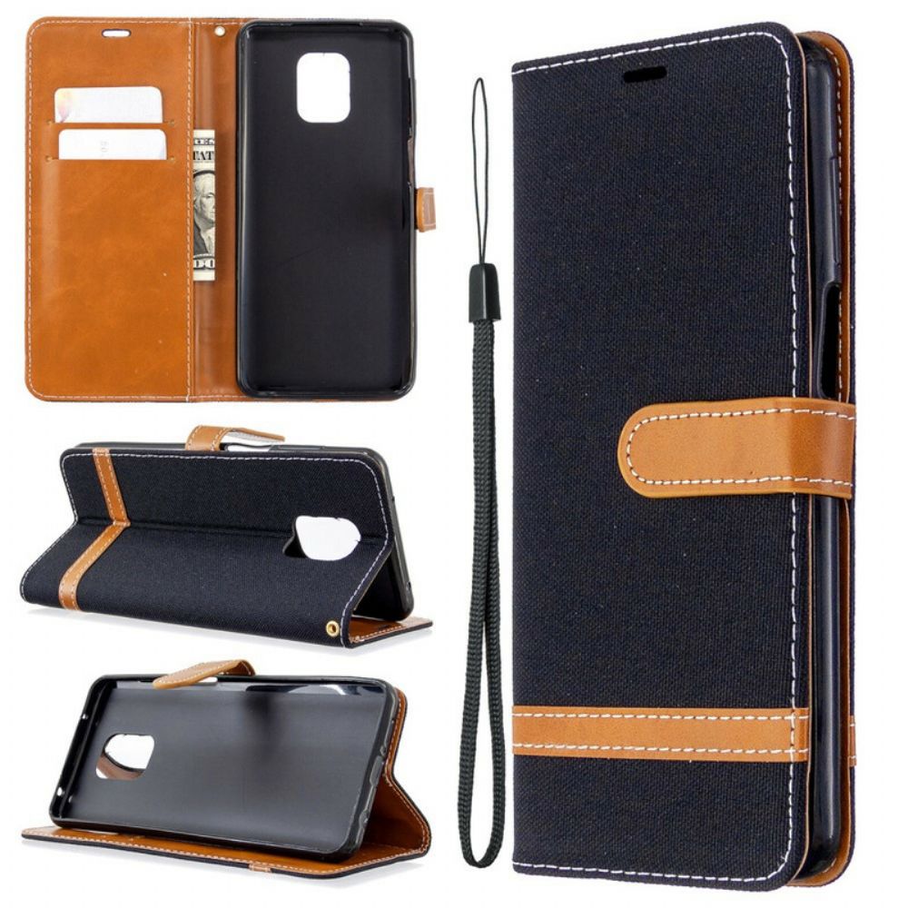 Flip Case Für Xiaomi Redmi Note 9S / Note 9 Pro Mit Kordel Armband In Stoff- Und Lederoptik