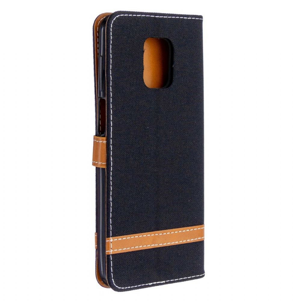 Flip Case Für Xiaomi Redmi Note 9S / Note 9 Pro Mit Kordel Armband In Stoff- Und Lederoptik