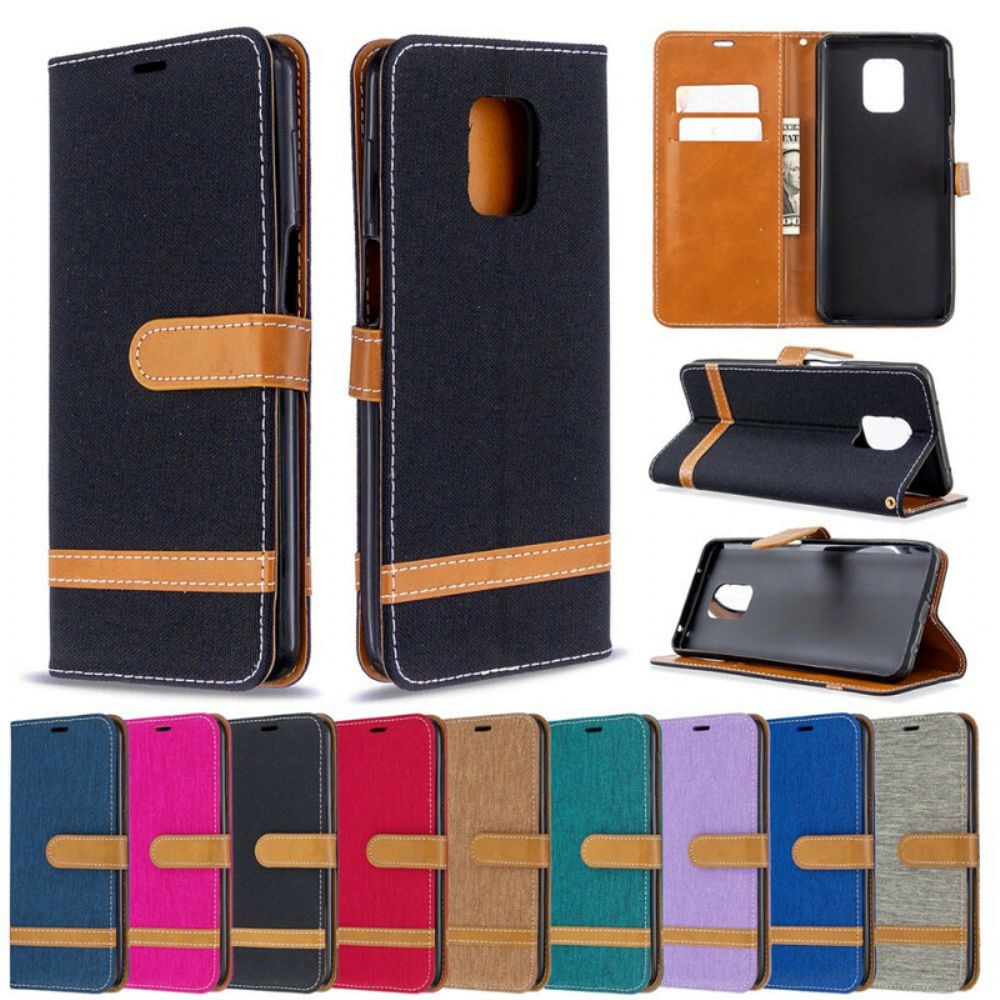 Flip Case Für Xiaomi Redmi Note 9S / Note 9 Pro Mit Kordel Armband In Stoff- Und Lederoptik