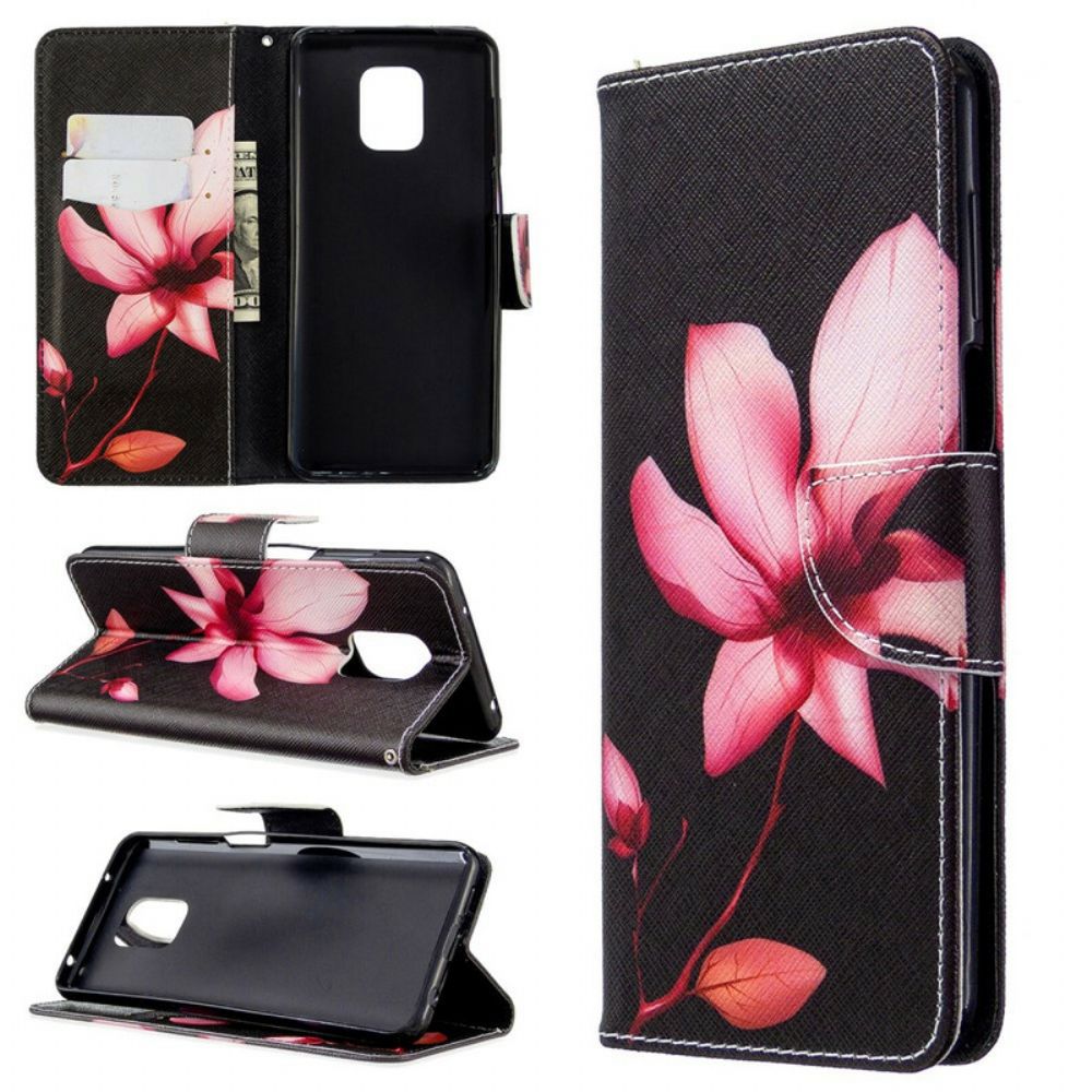 Flip Case Für Xiaomi Redmi Note 9S / Note 9 Pro Rosa Blume