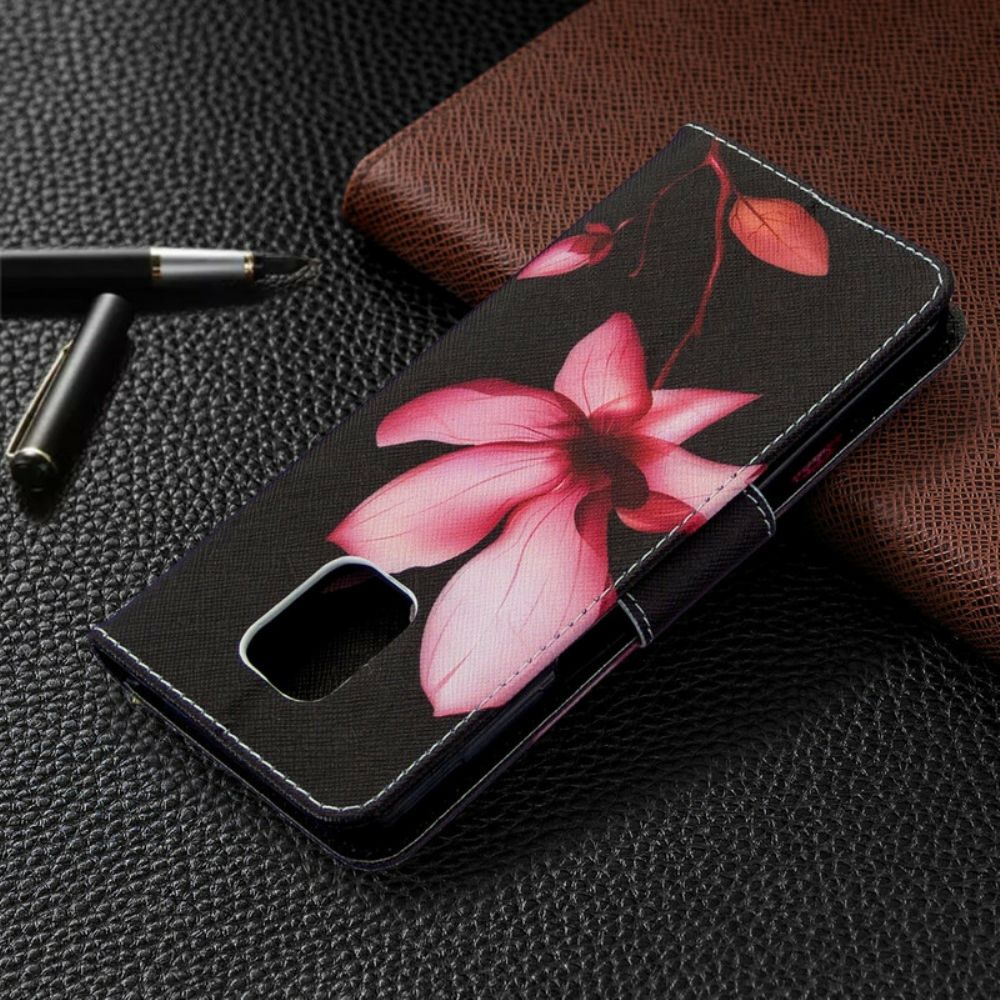 Flip Case Für Xiaomi Redmi Note 9S / Note 9 Pro Rosa Blume