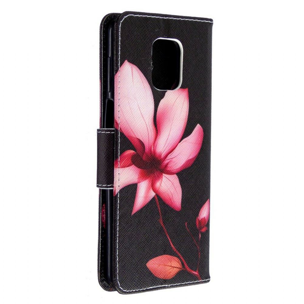 Flip Case Für Xiaomi Redmi Note 9S / Note 9 Pro Rosa Blume