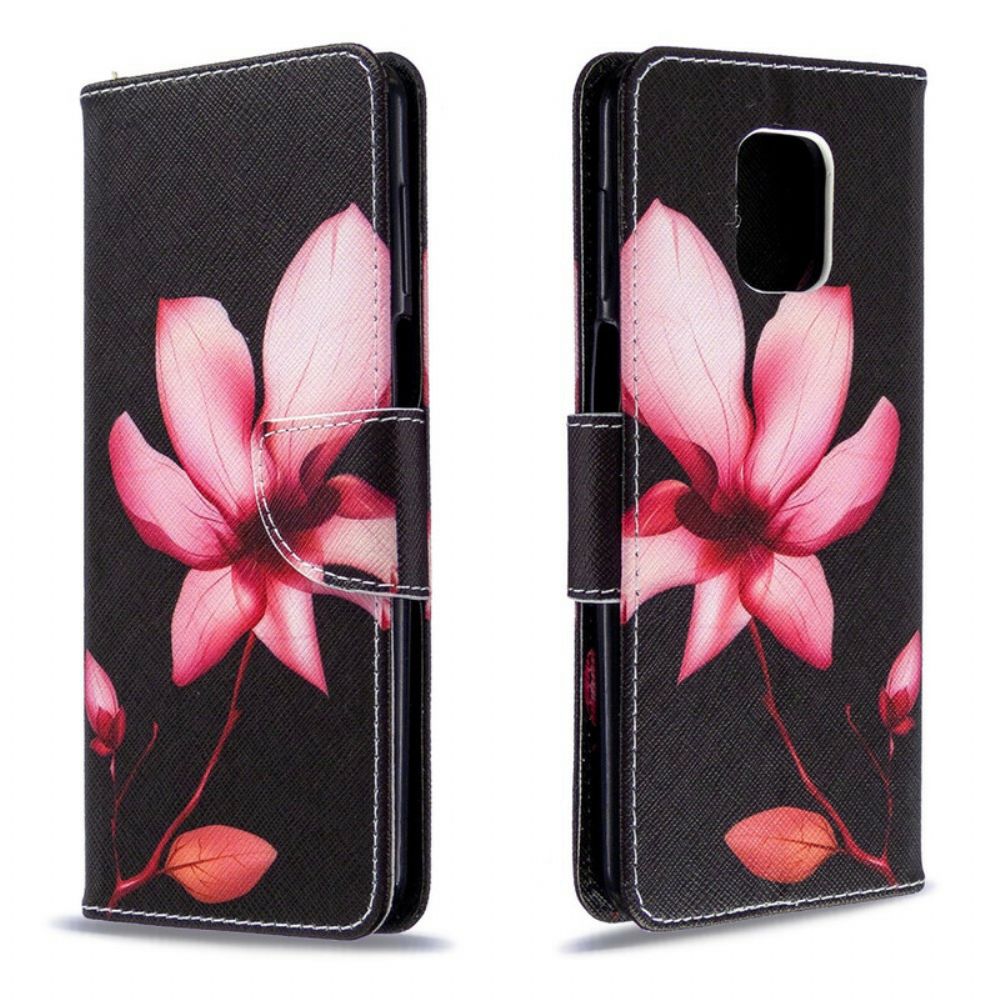 Flip Case Für Xiaomi Redmi Note 9S / Note 9 Pro Rosa Blume