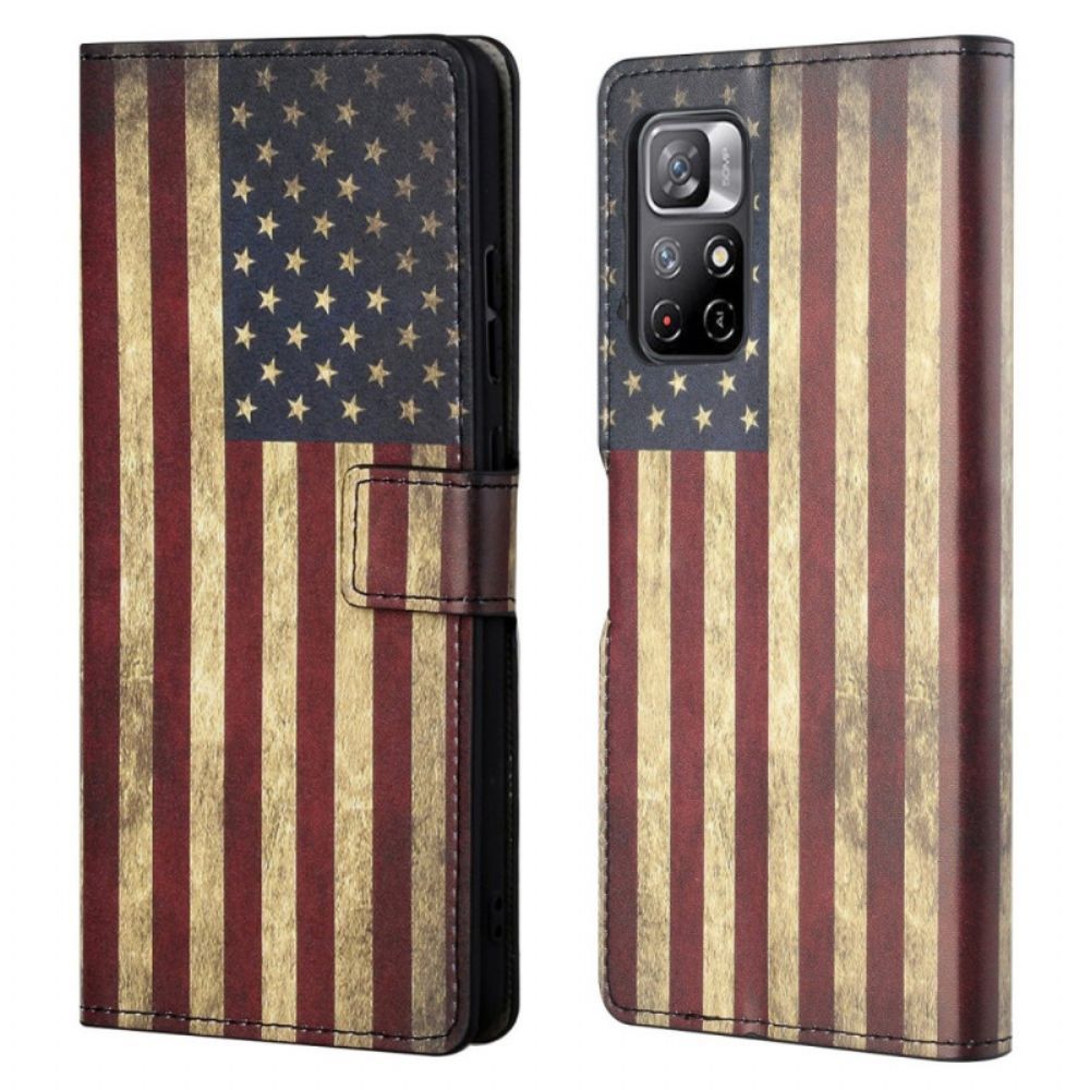 Flip Case Für Poco M4 Pro 5G Amerikanische Flagge