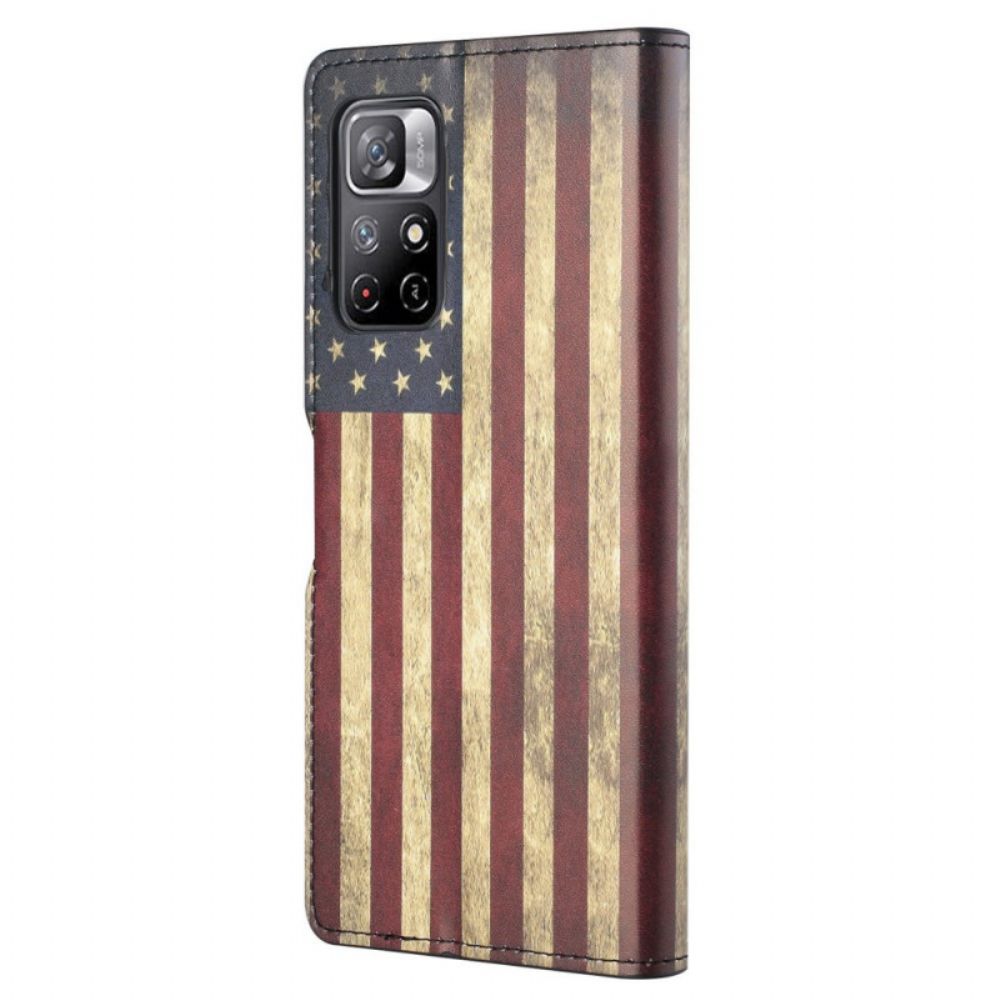 Flip Case Für Poco M4 Pro 5G Amerikanische Flagge