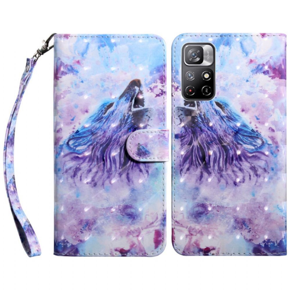 Flip Case Für Poco M4 Pro 5G Aquarell Wolf