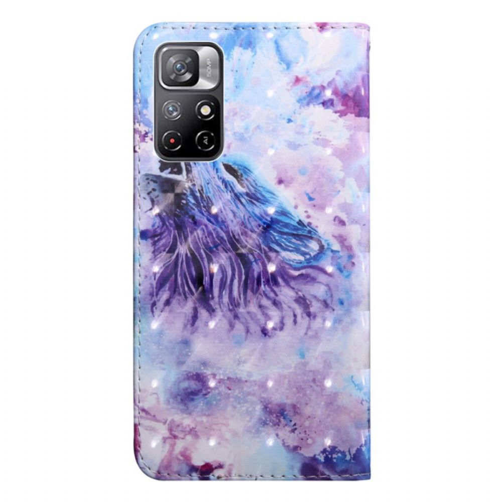 Flip Case Für Poco M4 Pro 5G Aquarell Wolf