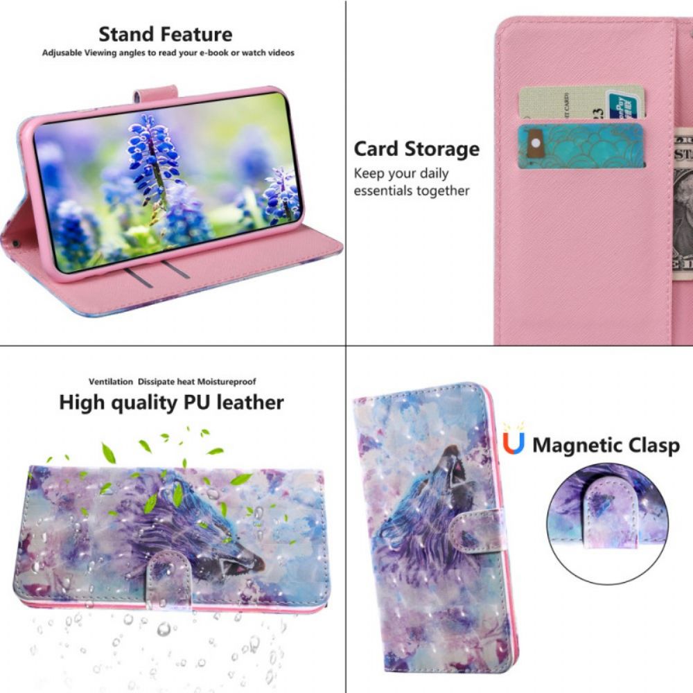 Flip Case Für Poco M4 Pro 5G Aquarell Wolf