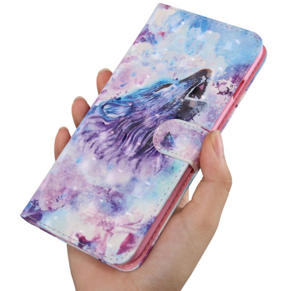 Flip Case Für Poco M4 Pro 5G Aquarell Wolf