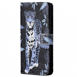 Flip Case Für Poco M4 Pro 5G Mit Kordel Tanga Leopard